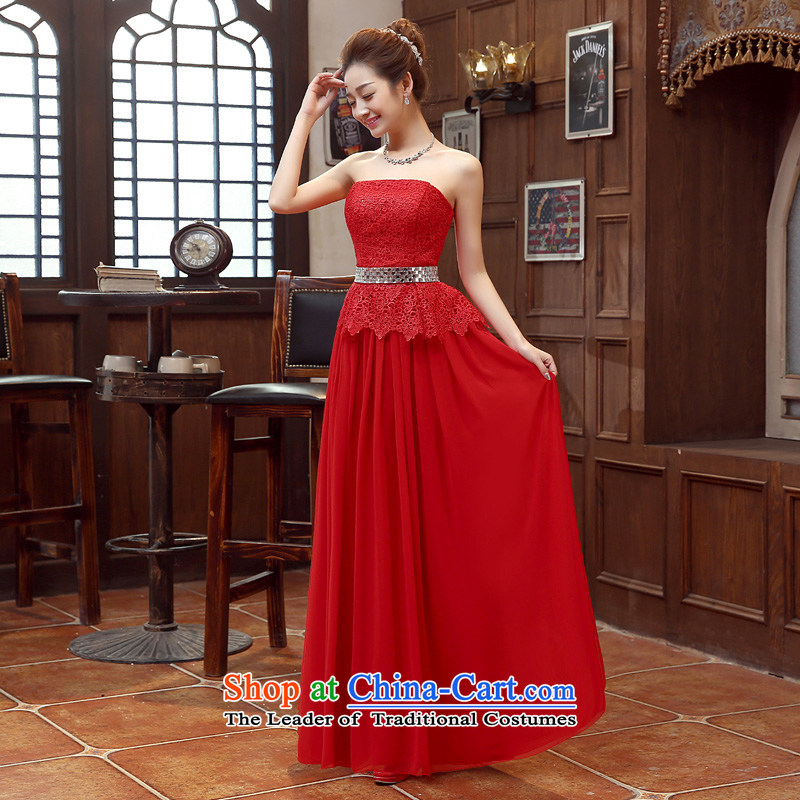 Time of autumn and winter 2015 Syria new the new Korean anointed chest lace Sau San video thin bride wedding dress red tie dinner dress long red XXL, time Syrian shopping on the Internet has been pressed.