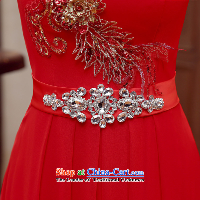 Time Service bridal dresses Syria bows 2015 autumn and winter new wedding dress red single shoulder length of wedding banquet evening dresses Red Dress XXL, performances time Syrian shopping on the Internet has been pressed.