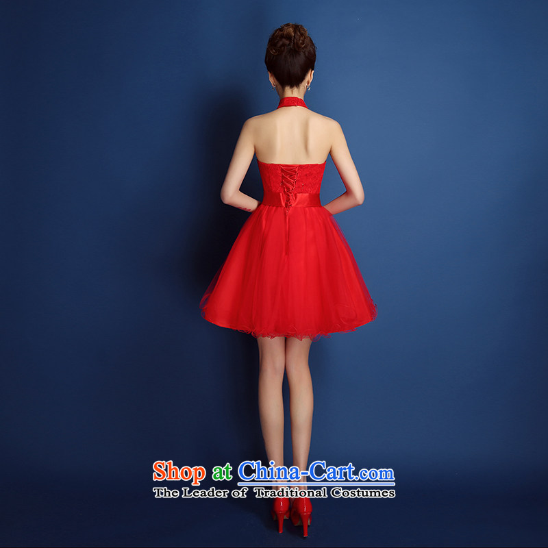 The new Word 2015 shoulder short spring and summer, a small red dress bride bows services lace short skirt bridesmaid services red XL, Gil beautiful shopping on the Internet has been pressed.