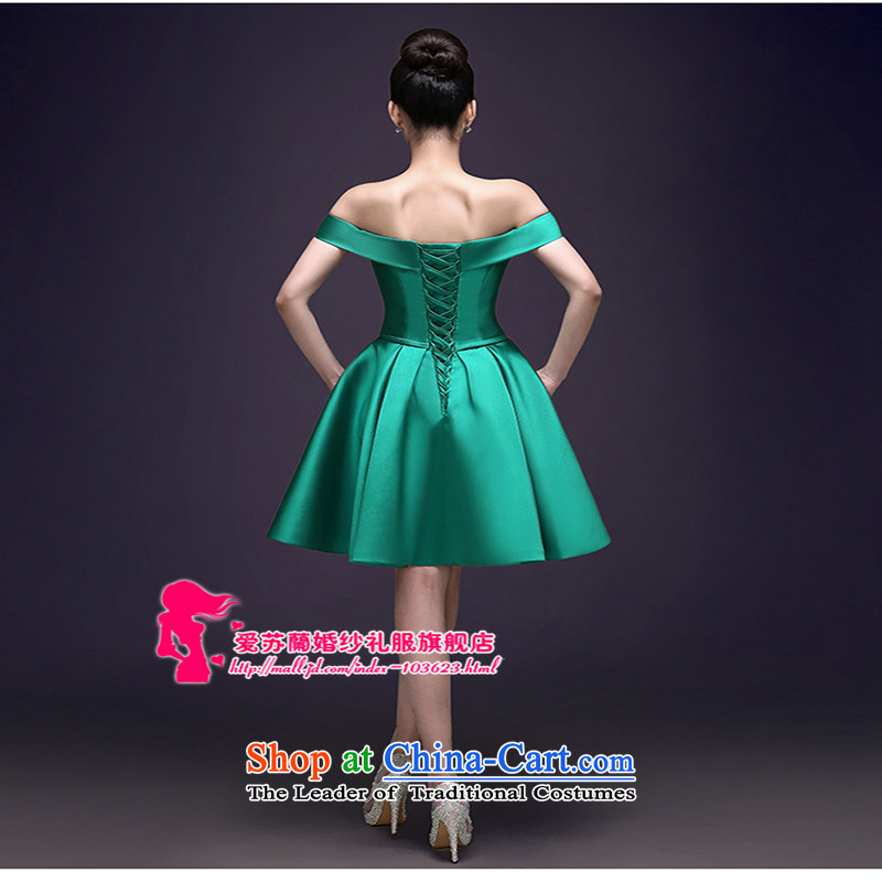 2015 Spring/Summer new green dress a stylish upmarket field shoulder banquet dresses gathering Dress Short green XXL, Female Love Su-lan , , , shopping on the Internet