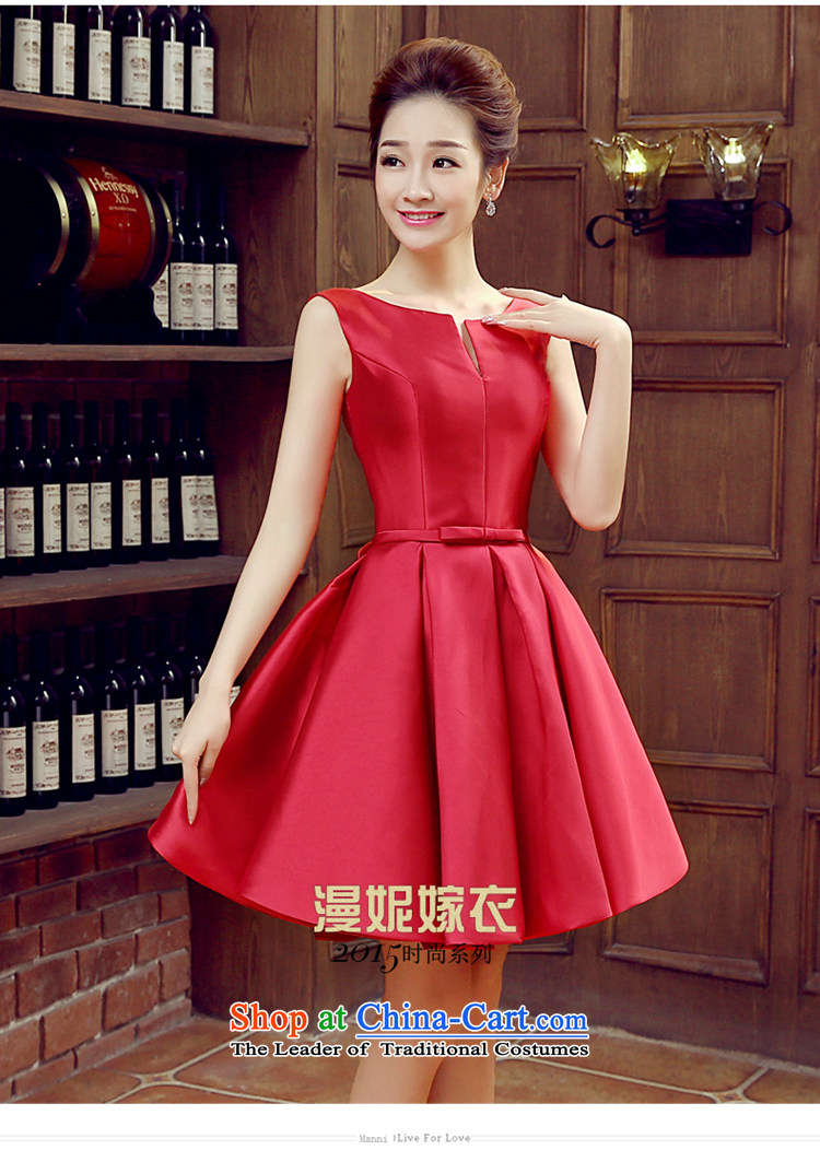 Syria banquet dress time 2015 New 2 short of Korean shoulder satin dress bridal dresses small bows to autumn and winter marriage wine red S picture, prices, brand platters! The elections are supplied in the national character of distribution, so action, buy now enjoy more preferential! As soon as possible.