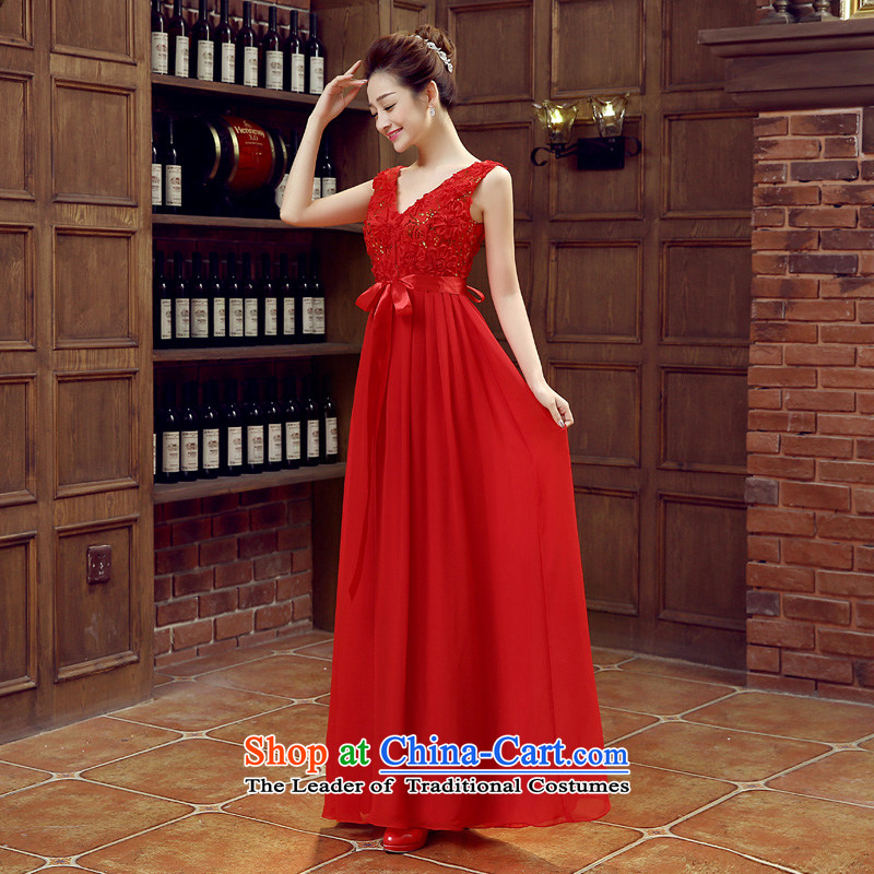 Time the new 2015 Syria red marriage V-Neck dress wedding dress long bride bows services for larger mm thick red M time video thin Syrian shopping on the Internet has been pressed.