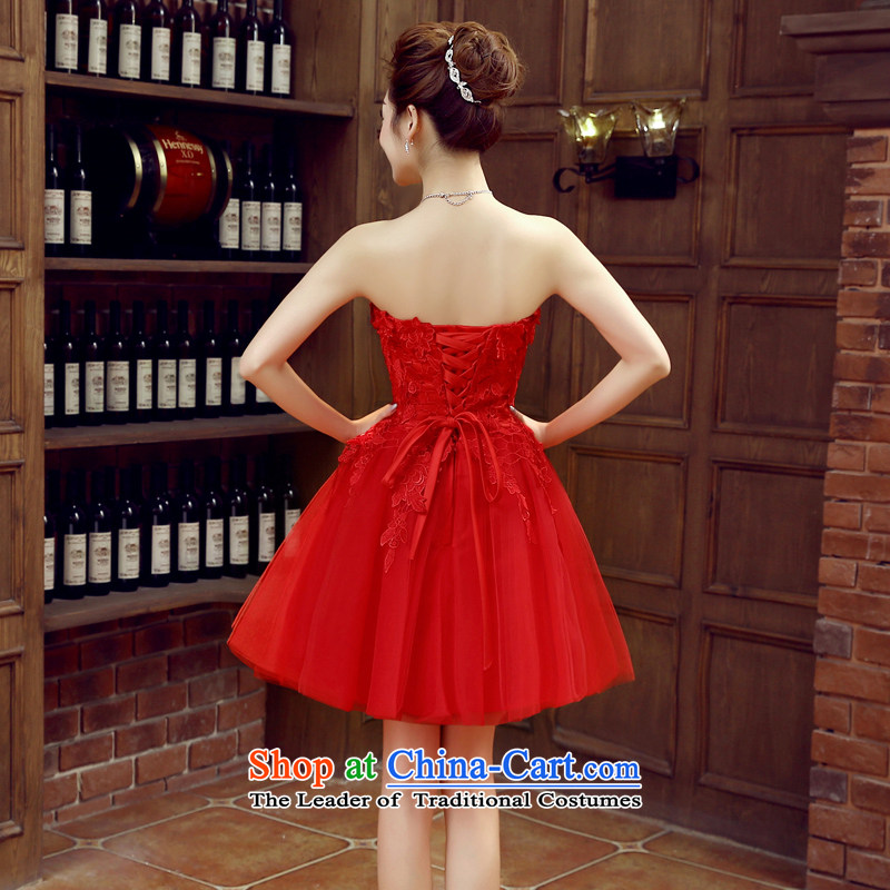 The Syrian brides short time, bows to 2015 new wedding dress code red autumn and winter and chest dress skirt bridesmaid dress Female dress red S banquet time Syrian shopping on the Internet has been pressed.