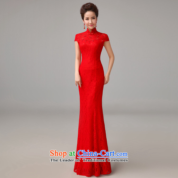 The Syrian Arab Republic 2015 autumn and winter time new wedding dresses marriages red bows to lace long stylish evening female crowsfoot qipao red S picture, prices, brand platters! The elections are supplied in the national character of distribution, so action, buy now enjoy more preferential! As soon as possible.