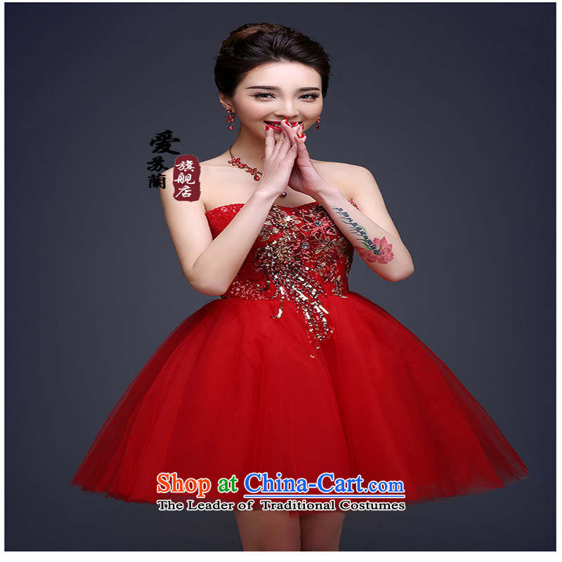 The New Simple Dress Short wiping the chest, short of marriages banquet red dress marriage services marriage small dresses drink red XXXL, love Su-lan , , , shopping on the Internet