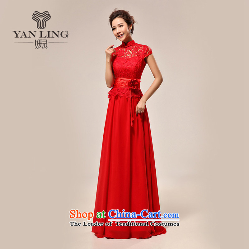 2015 new wedding dress luxury sexy qipao slotted shoulder red lace bride LF133 wedding dress, L, Charlene Choi spirit has been pressed shopping on the Internet