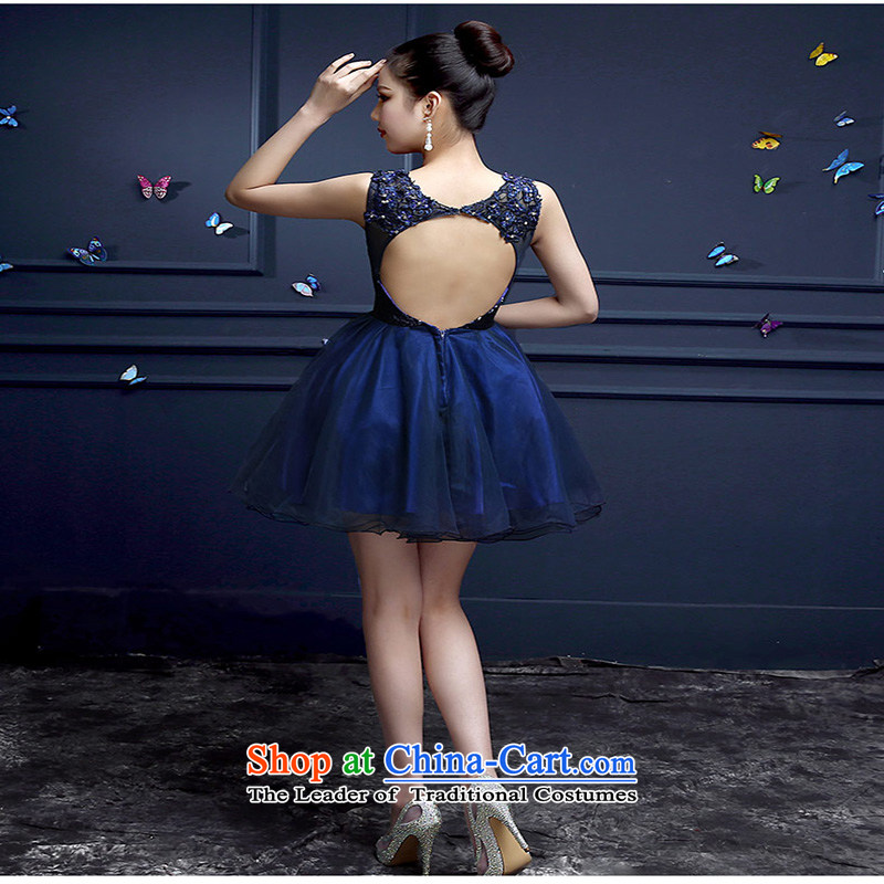 Ms. evening dresses 2015 new summer Korean shoulders bon bon skirt small dress bridesmaid dress moderator short spring blue S love Su-lan , , , shopping on the Internet