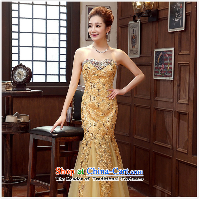 Red and Yellow bride bridesmaid wedding dress marriage bows services wedding night wear long bride with the new 2015 s, Charlene Choi spirit has been pressed yellow shopping on the Internet