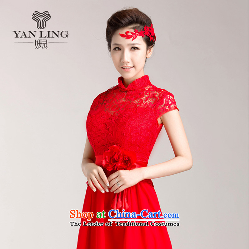 Charlene Choi Ling 2015 new marriages bows services red) Wedding dress lace qipao short-sleeved s, Charlene Choi spirit has been pressed shopping on the Internet