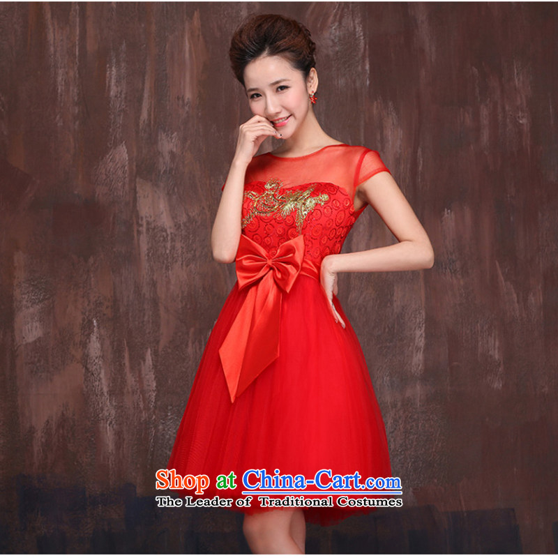 Red short of marriages bows Services 2015 Spring/Summer New Kim embroidered Bong-engraving shoulders cheongsam dress XL, Charlene Choi spirit has been pressed shopping on the Internet