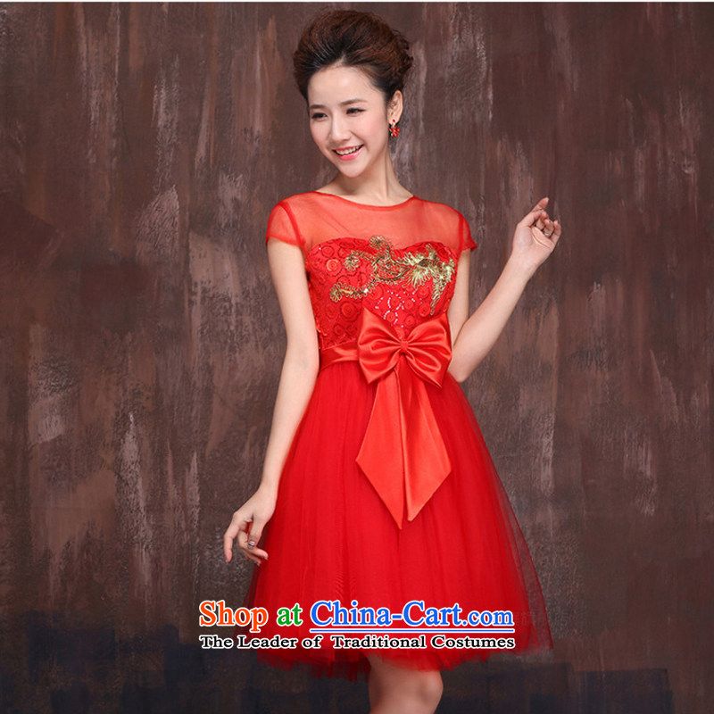 Red short of marriages bows Services 2015 Spring/Summer New Kim embroidered Bong-engraving shoulders cheongsam dress XL, Charlene Choi spirit has been pressed shopping on the Internet