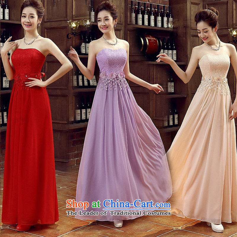 Purple bride bridesmaid wedding dress marriage bows services wedding night wear long bride with new 2015 light purple , L, Charlene Choi spirit has been pressed shopping on the Internet