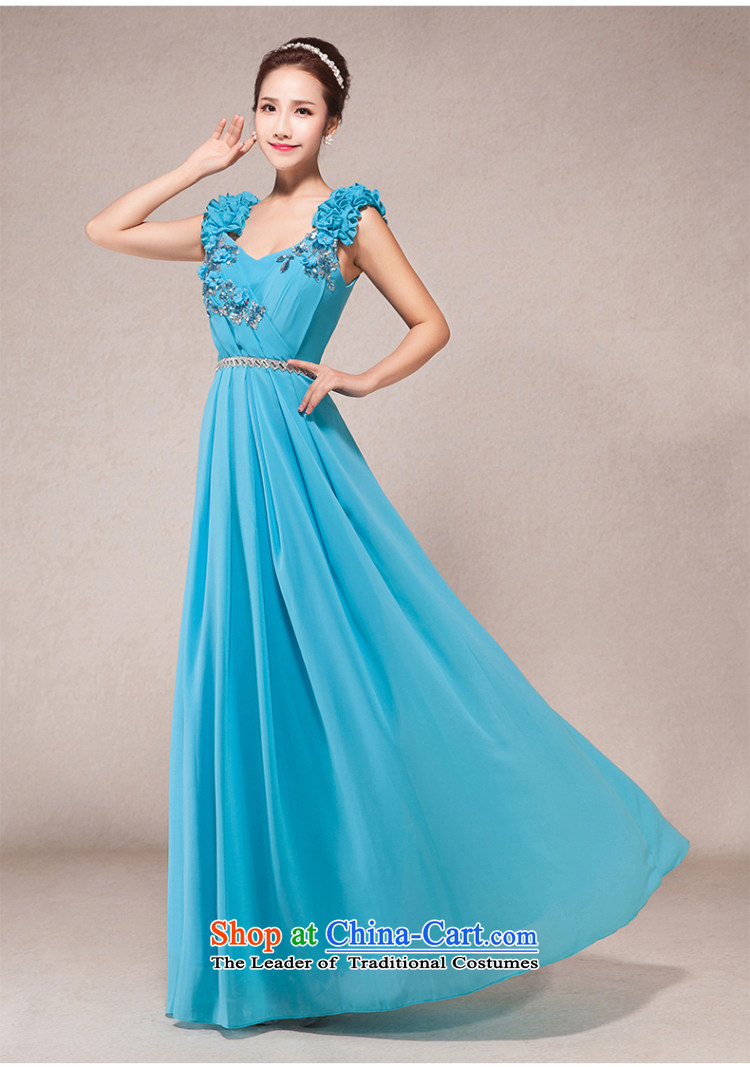 2015 New Long shoulders V-Neck evening dress annual meeting of persons chairing the ceremonial performances video thin bows banquet service L picture, prices, brand platters! The elections are supplied in the national character of distribution, so action, buy now enjoy more preferential! As soon as possible.
