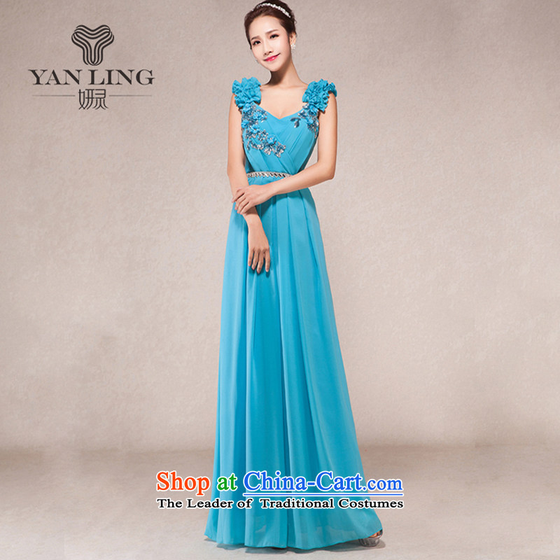 2015 New Long shoulders V-Neck evening dress annual meeting of persons chairing the ceremonial performances bows banquet service video thin , L, Charlene Choi spirit has been pressed shopping on the Internet