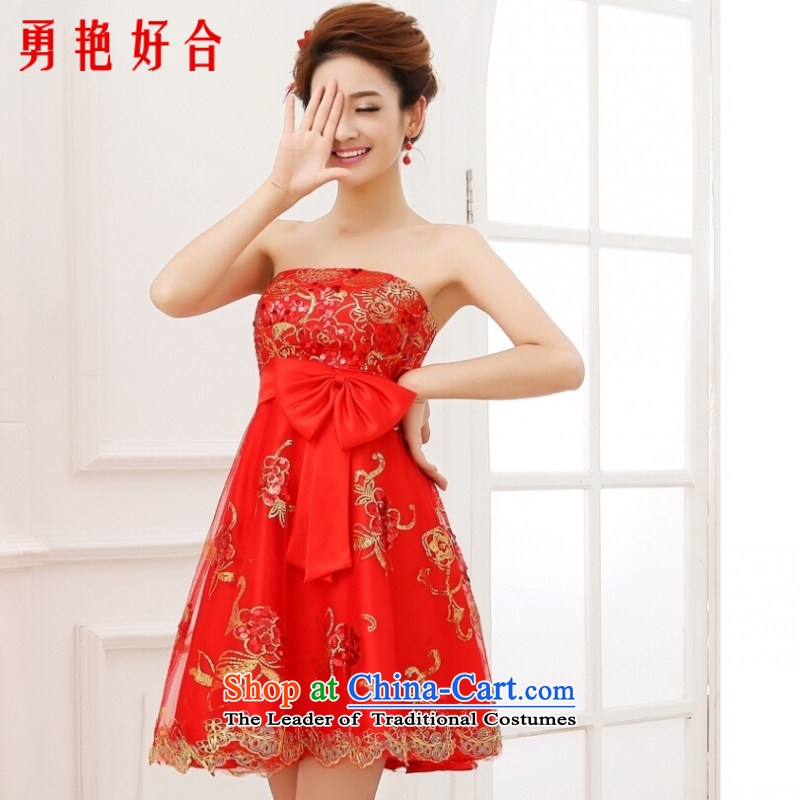Yong-yeon and 2015 Spring/Summer High-Lumbar Korean front stub long after the marriage for larger bandages wedding dress bows services red short-sleeved red pregnant women crowsfoot XXL, Yong Yim Close shopping on the Internet has been pressed.