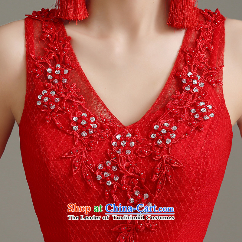 The 2015 summer HIV newlyweds wedding dresses marriages Korean flower Tulle lace shoulder straps to drink thin A15BL03 Sau San video XL (red), feet 2.2 waist HIV Miele shopping on the Internet has been pressed.