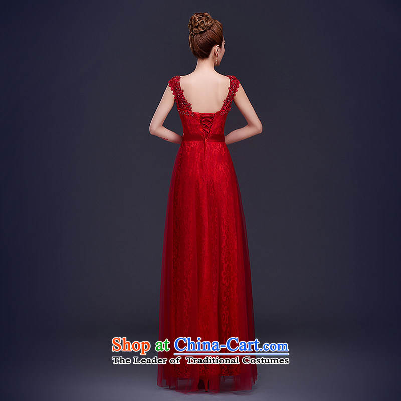 2015 New Red 2-shoulder straps bride wedding dress uniform banquet dress toasting champagne party chairmanship of red XL, Su-lan , , , Love shopping on the Internet