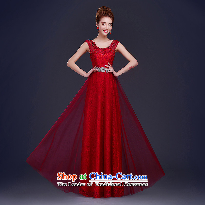 2015 New Red 2-shoulder straps bride wedding dress uniform banquet dress toasting champagne party chairmanship of red XL, Su-lan , , , Love shopping on the Internet