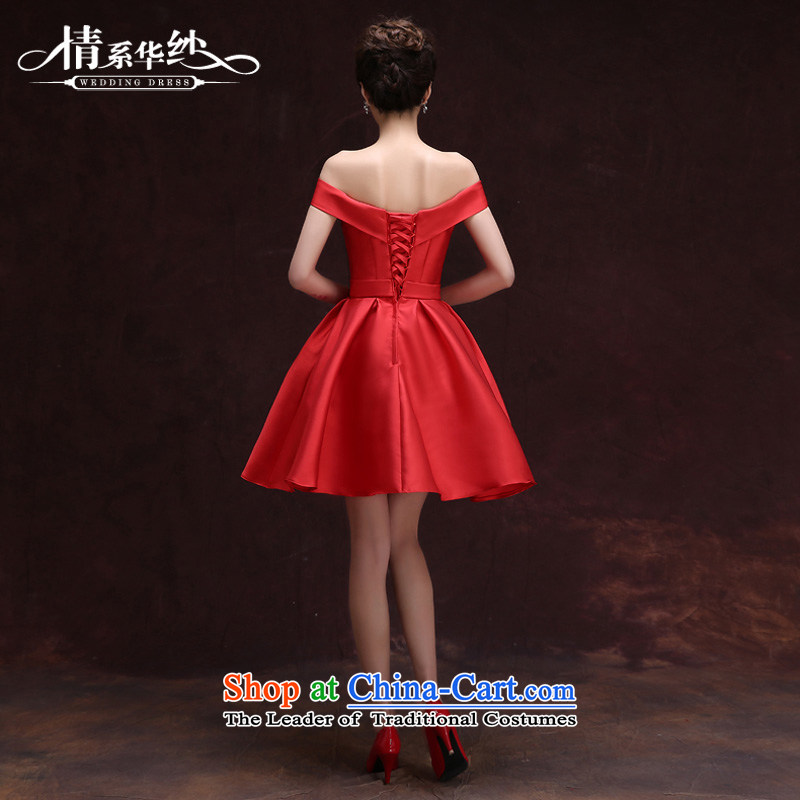 The feelings of Chinese spring and summer 2015 by the new bride upscale services Red Dress Short bows of video thin small dress skirt red marriage M Qing Hua yarn , , , shopping on the Internet