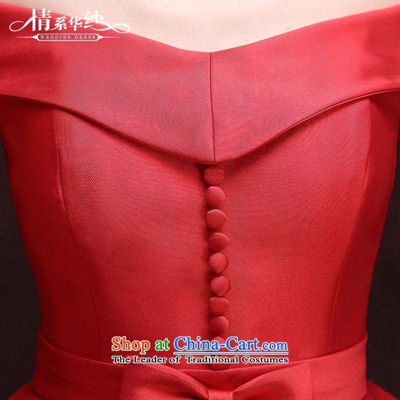 The feelings of Chinese spring and summer 2015 by the new bride upscale services Red Dress Short bows of video thin small dress skirt red marriage M Qing Hua yarn , , , shopping on the Internet