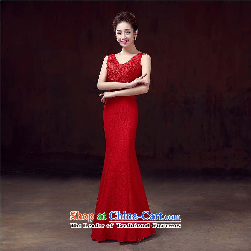The knot True Love 2015 new bridesmaid to dress a shoulder crowsfoot dress field long marriages bows to Sau San wedding female red XL, Chengjia True Love , , , shopping on the Internet