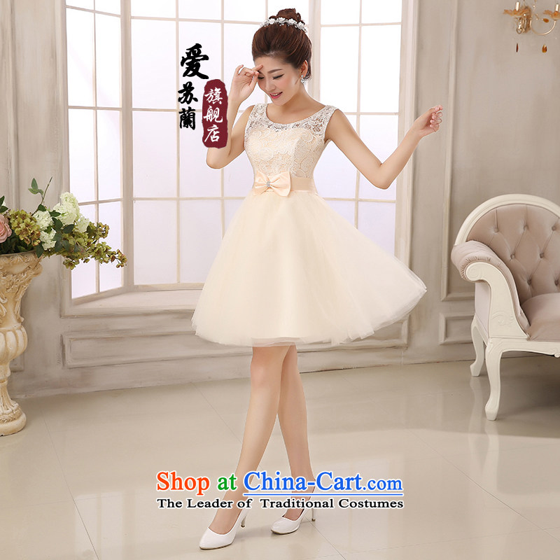 The new red married women serving the word bows shoulder lace stylish Sweet dress Sau San lace shoulders short dress oval-back dress bridesmaid dress Heung-ice XXXL, love Su Lan Color , , , shopping on the Internet