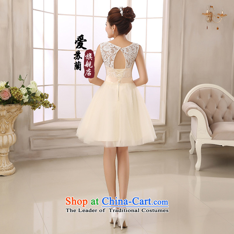 The new red married women serving the word bows shoulder lace stylish Sweet dress Sau San lace shoulders short dress oval-back dress bridesmaid dress Heung-ice XXXL, love Su Lan Color , , , shopping on the Internet