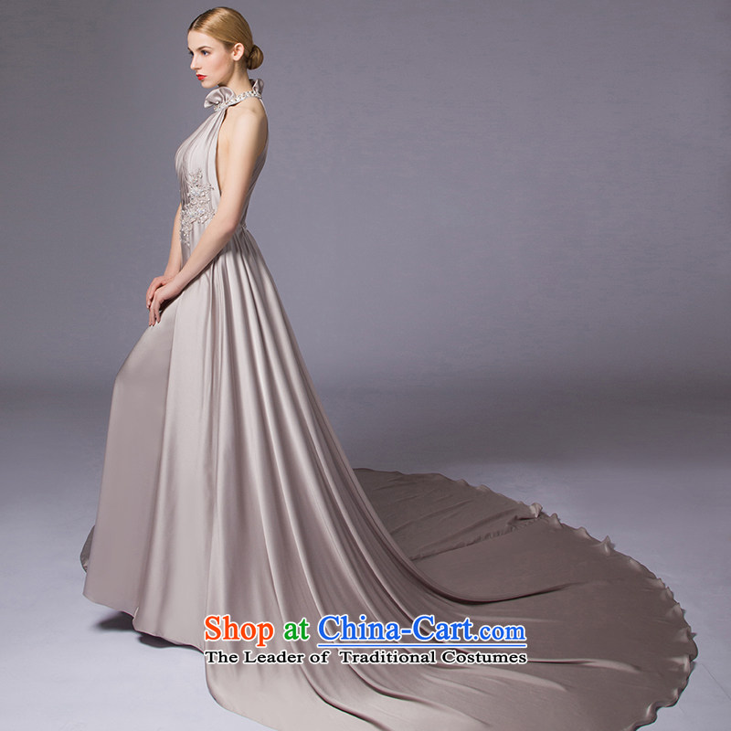 The Night is by no means new 2015 Hyang Ok aristocratic dress banquet evening dresses moderator hang will also sleeveless tail silver gray 2 code, HOC , , , shopping on the Internet