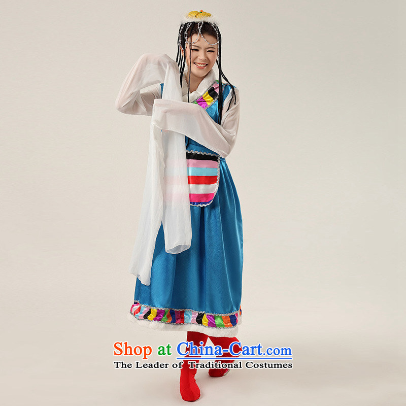 Optimize the new 2015 Hong-national costumes youth beautiful long-sleeved clothing stage costumes perform Tibetan ycf001 blue , L, optimized to serve Hong shopping on the Internet has been pressed.