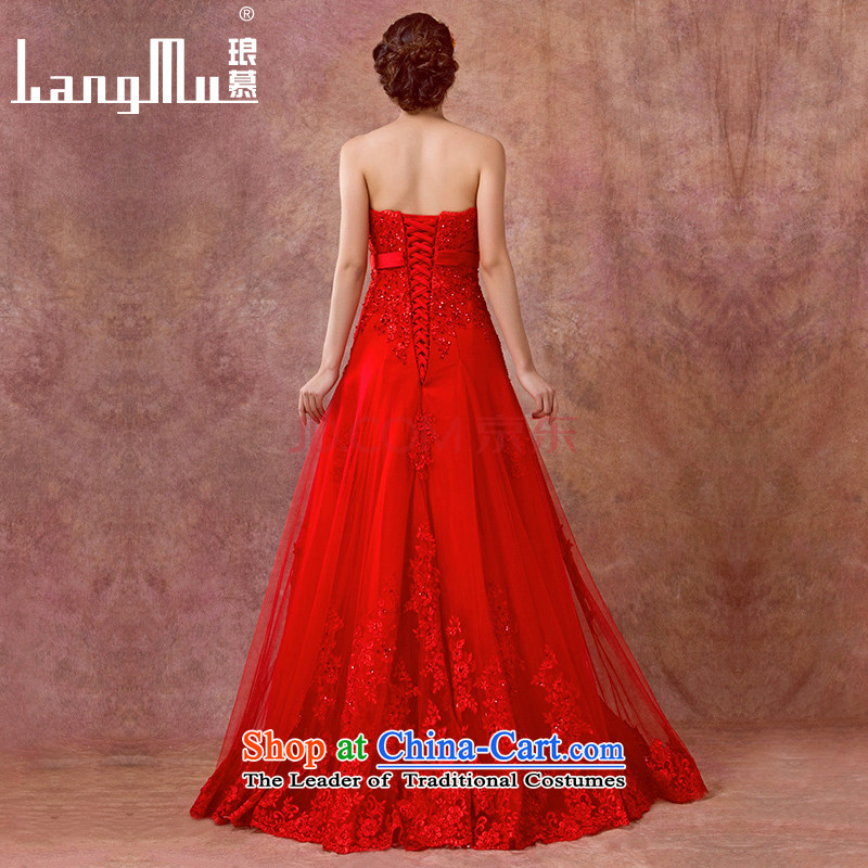 The 2015 Red bride Luang stylish wedding dresses new anointed chest bows services lace a Field Graphics thin dress and shoulder chest), a code 135cm long yi XL, Luang in , , , shopping on the Internet