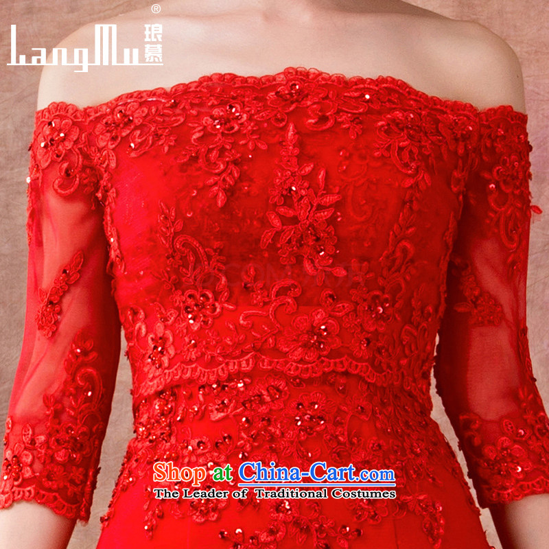 The 2015 Red bride Luang stylish wedding dresses new anointed chest bows services lace a Field Graphics thin dress and shoulder chest), a code 135cm long yi XL, Luang in , , , shopping on the Internet