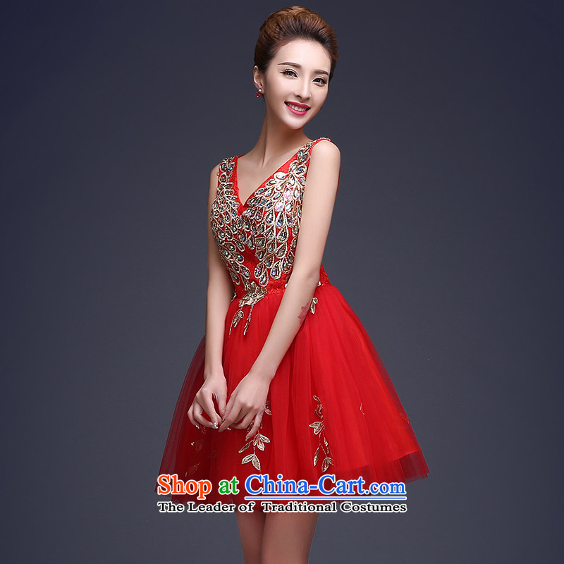 Beverly dress Ting 2015 new bride respectfully liquor service winter crowsfoot dress length) Ms. marriage red shoulders Sau San Xia dresses red short) S, Beverly (tingbeier ting) , , , shopping on the Internet