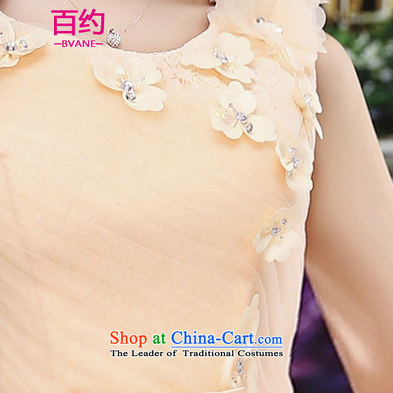 Hundreds of new stylish brides 2015 bows services wedding dresses spring and autumn Sau San marriage bridesmaid in evening dress pregnant women small dress apricot color  (sent), L, hundreds of silk scarf about (BVANE) , , , shopping on the Internet