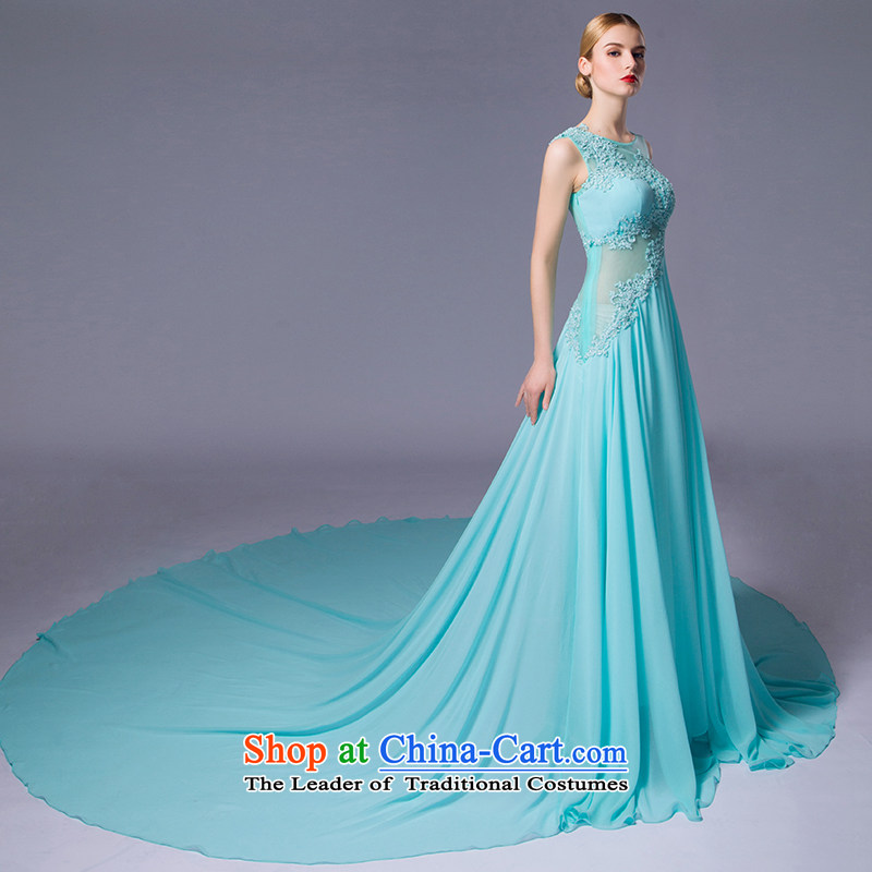 There is a new Lam Tin-yuk wedding dresses aristocratic dress round-neck collar chiffon embroidered marriages bows services evening dress code, 10 light blue with , , , shopping on the Internet