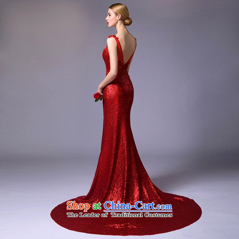 There is a stunning new 2015 dream marriages bows services evening dress will serve under the auspices of the shoulders, V-Neck lace Red 8 code, set , , , shopping on the Internet