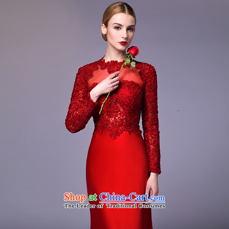 There is a red sleeved wedding dresses 2015 new aristocratic dress bows engraving service long-sleeved red 4 code, HOC , , , shopping on the Internet