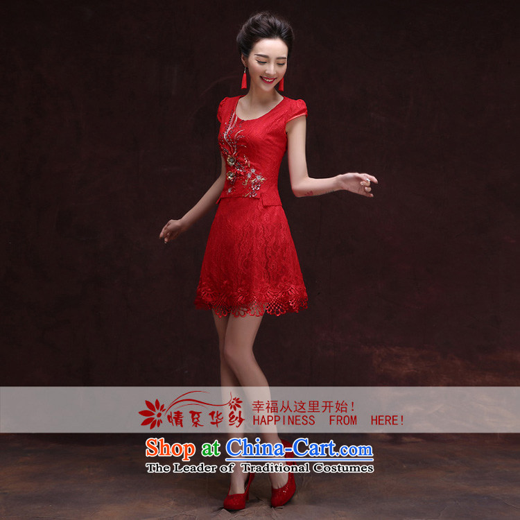 Qing Hua 2015 new short yarn, red marriages wedding dresses bows bridesmaid services serving the word evening dress shoulder of autumn and winter female red XXL picture, prices, brand platters! The elections are supplied in the national character of distribution, so action, buy now enjoy more preferential! As soon as possible.