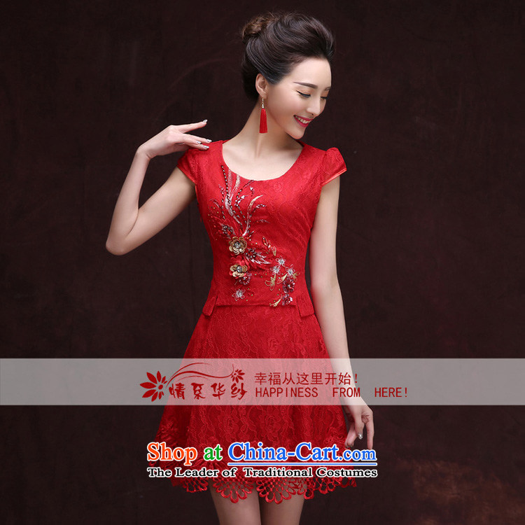 Qing Hua 2015 new short yarn, red marriages wedding dresses bows bridesmaid services serving the word evening dress shoulder of autumn and winter female red XXL picture, prices, brand platters! The elections are supplied in the national character of distribution, so action, buy now enjoy more preferential! As soon as possible.
