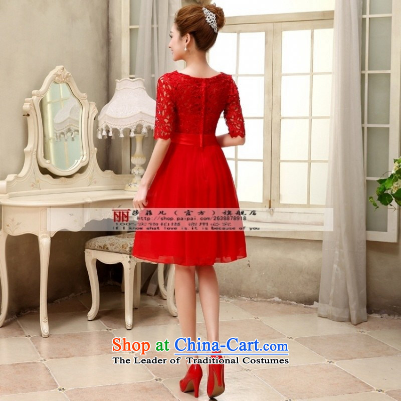 Love So Peng New 2015 Red married women serving the word bows shoulder lace stylish Sweet dress Sau San spring and summer long M love so Peng (AIRANPENG) , , , shopping on the Internet