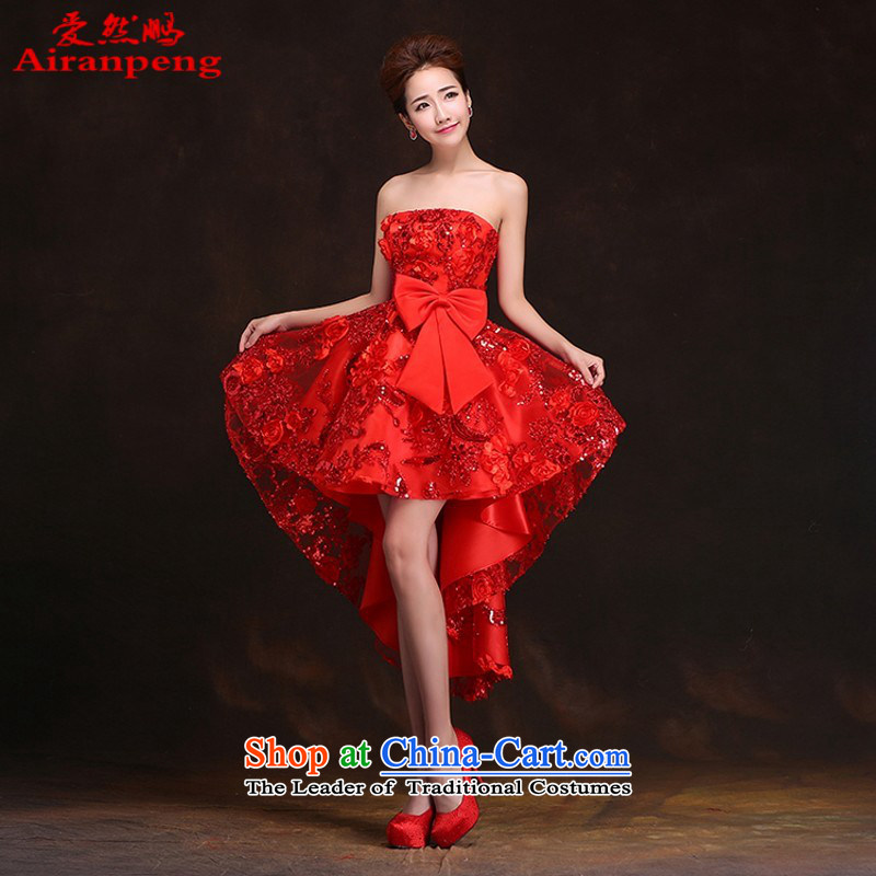 Love So short-pang, red bride bows services 2015 Spring_Summer new marriage cheongsam wedding dress short skirt female bridesmaid service S
