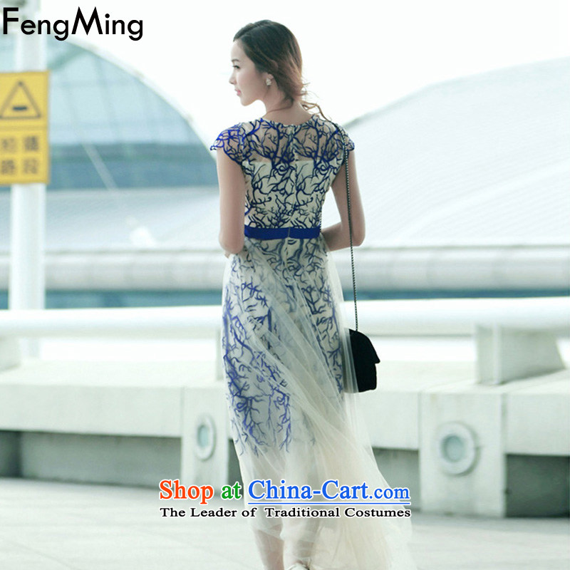 Hsbc Holdings plc European station-soo Ming, dresses heavy industry embroidery large web dress bridesmaid dress skirt 2015 new blue S, HSBC Holdings plc (fengming ming) has been pressed shopping on the Internet