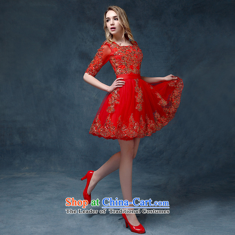 According to Lin Sha Wedding Dress Summer 2015 new marriage bows evening dresses long bright red banquet stage performances to the spring and summer female skirt redXL