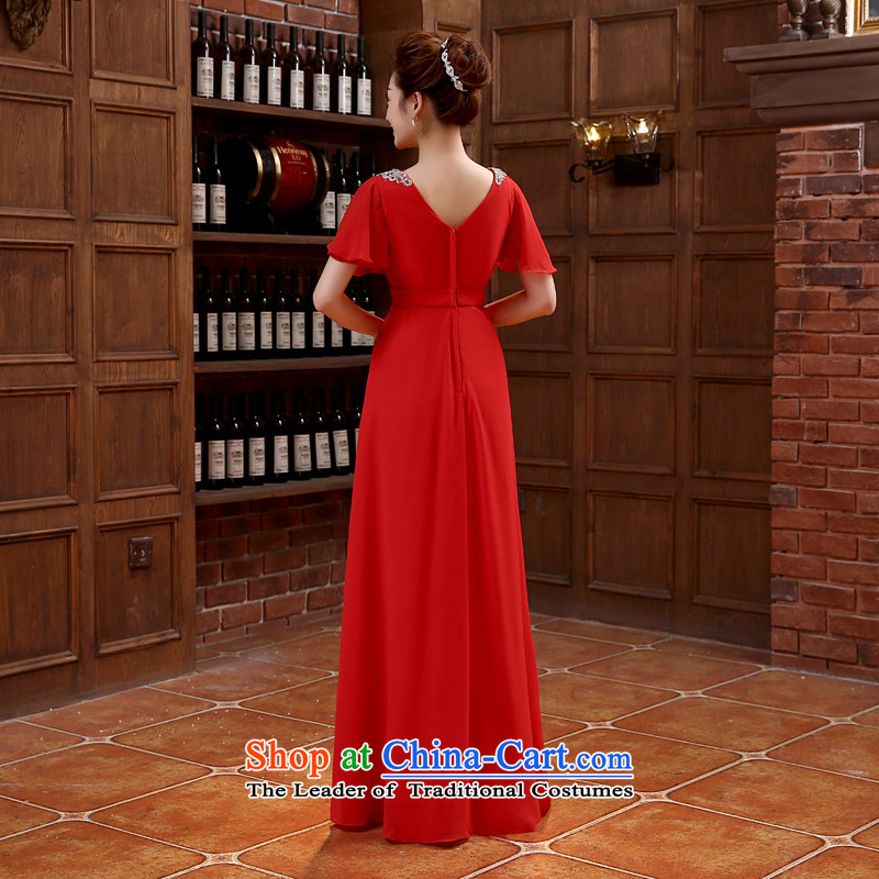 Rain-sang Yi marriages bows to the new shoulders stylish red long evening dresses hotel banquet dresses elegant parquet drill length dress LF218 XXL, Red rainstorm still Yi shopping on the Internet has been pressed.