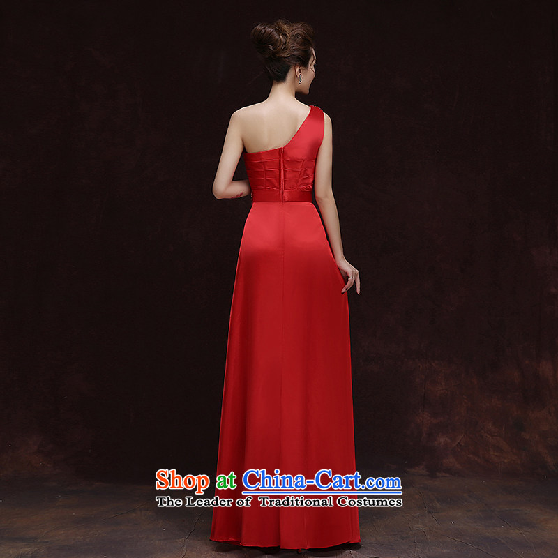 Rain Coat bride bows services is the spring and summer 2015 annual meeting of the persons chairing the new purple dress female long single shoulder flowers Sau San dinner will LF219 large red tailored, rain-sang Yi shopping on the Internet has been pressed.