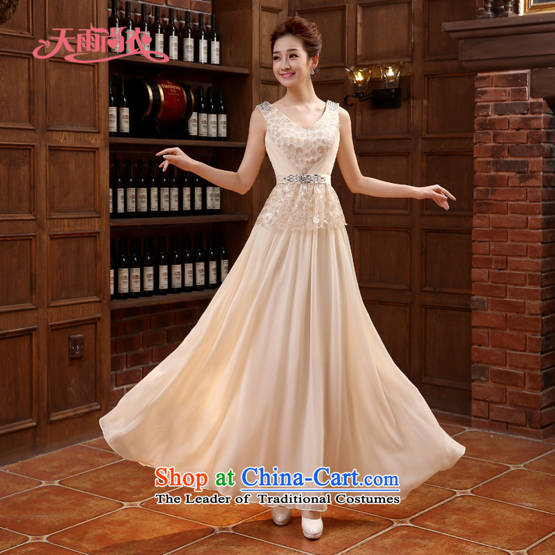 Rain-sang yi bride wedding dress wedding dinner drink long service will be hotel elegance dress dresses shoulders staple spring and summer, Pearl LF220 champagne color XXL