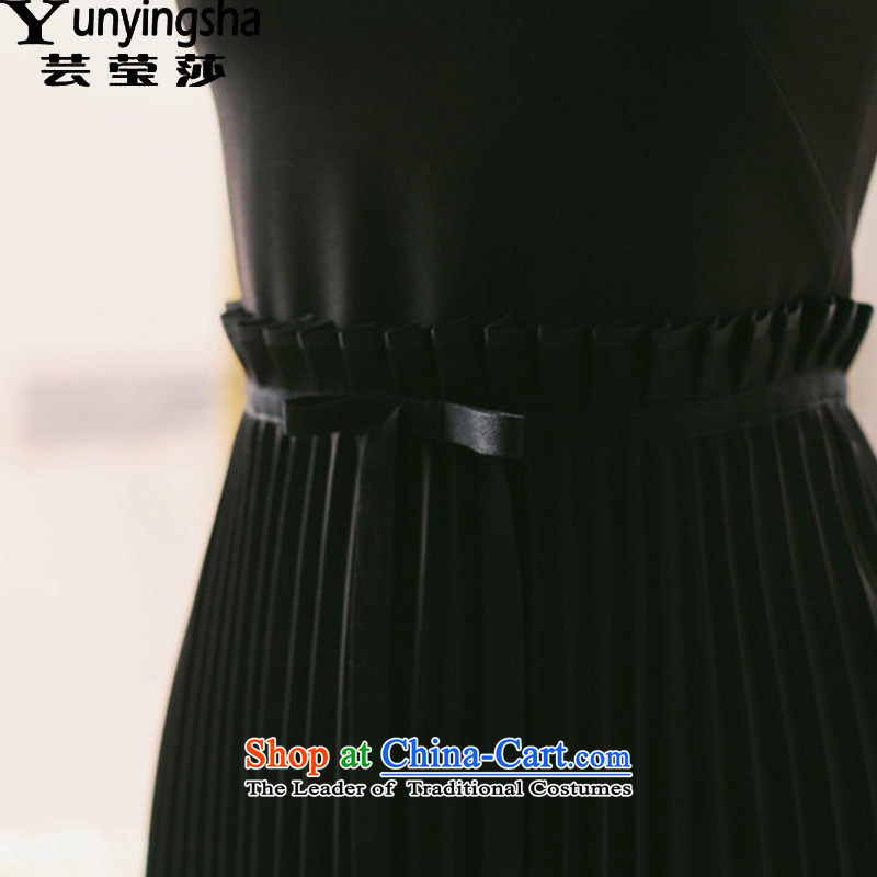 Yun-ying sa 2015 summer round-neck collar Sleeveless Body Generating Graphics thin like Susy Nagle dresses chiffon skirt dress skirt L9111 Black XL, Hsu Ying sa shopping on the Internet has been pressed.