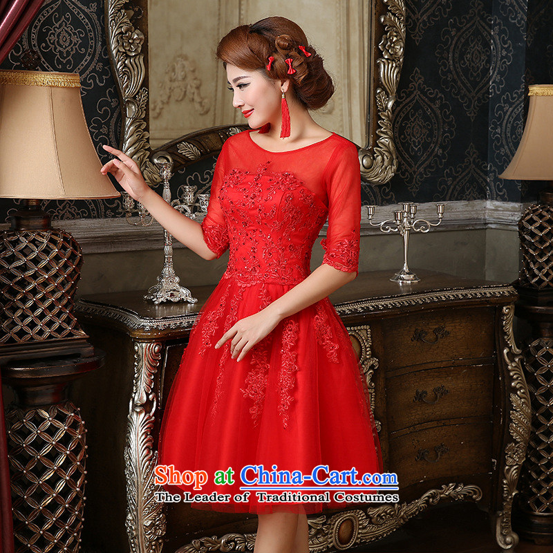 Optimize the new 2015 Hong-red bride bows services lace tie long thin stylish small video Sau San ycf008 M optimize Hong-dress shopping on the Internet has been pressed.