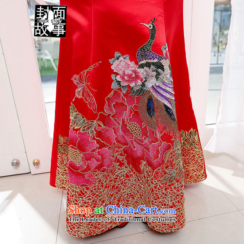 Cover Story 2015 new peacock embroidered with Chest Foutune of Sau San long gown bride respectfully tea dresses bows wedding dresses Blue M Cover Story (COVER) SAYS shopping on the Internet has been pressed.