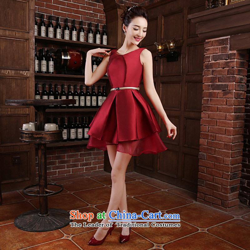 The new Word 2015 shoulder marriages bows to Korean dress short, will preside over service banquet wine red made no refund is not replaced, Su-lan , , , shopping on the Internet