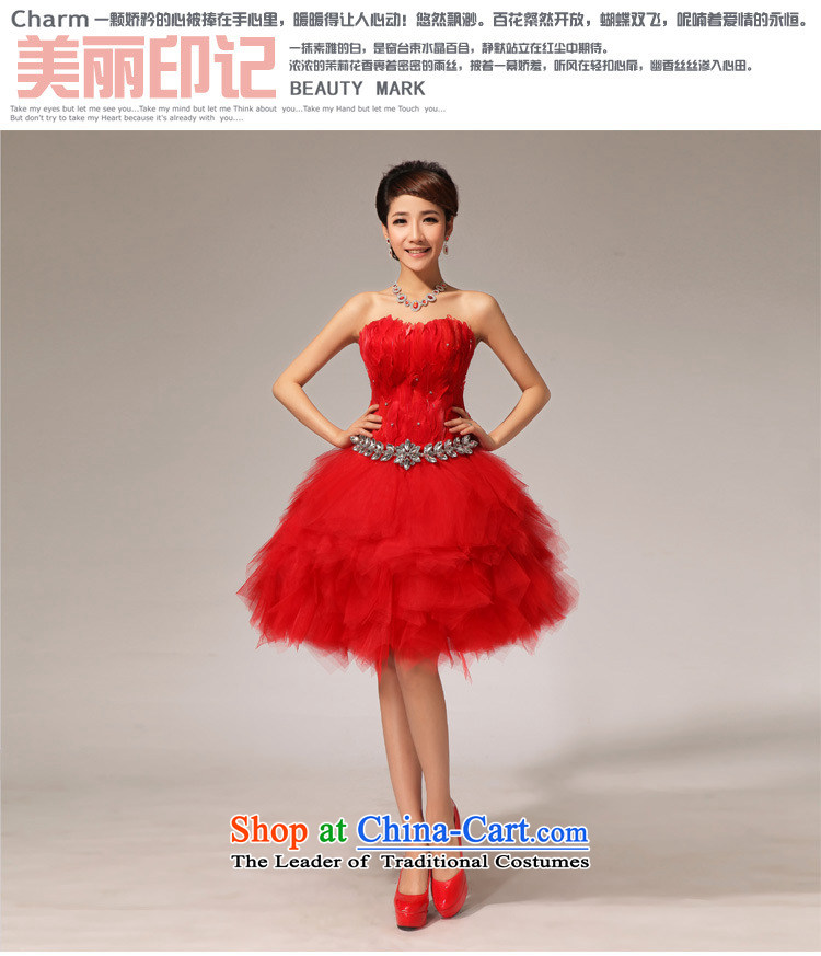 Optimize the new 2015 Hong-red anointed chest dress water drilling bows service 